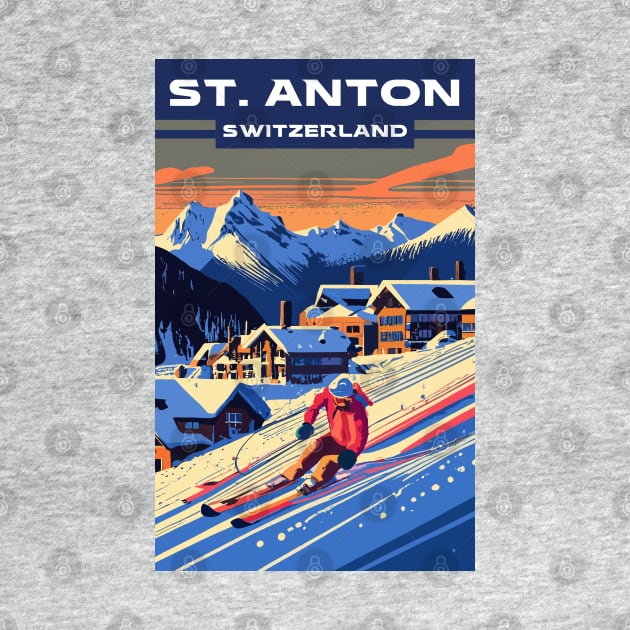 A Vintage Travel Art of St Anton - Switzerland by goodoldvintage